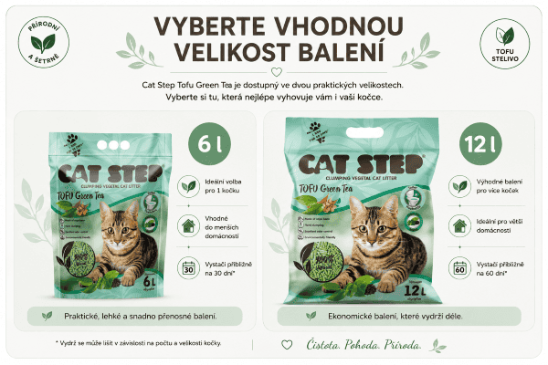 Cat Step Tofu zelený čaj varianty balení